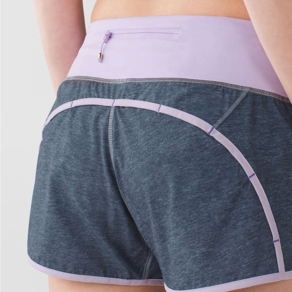 Lululemon Run Times Short Heathered Texture Printed Greyt Deep Coal Purple Sz 4